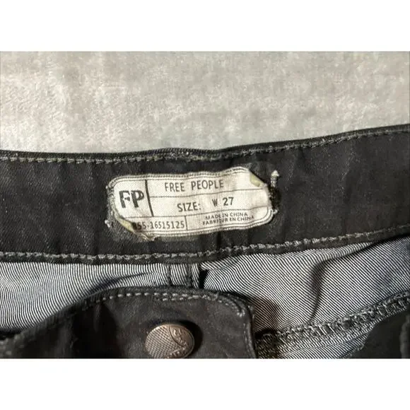 Free People Womens 27 Black Flared Legs Jeans Y2K Retro Boho Hippie USA - Picture 10 of 14